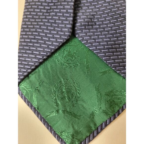 Tommy Hilfiger Men's Blue Woven Geometric Silk Tie - Picture 3 of 5